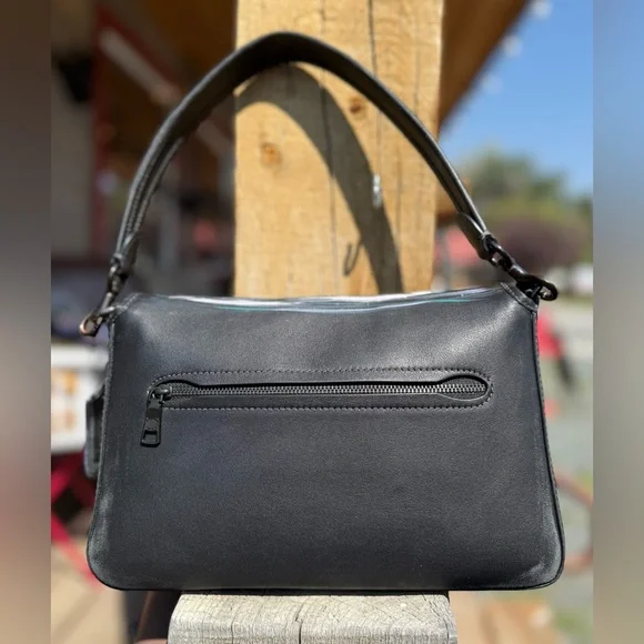COACH Soft Tabby Bag, Leather & Pewter Hardware- Black 🖤 *Handpainted - Picture 7 of 17